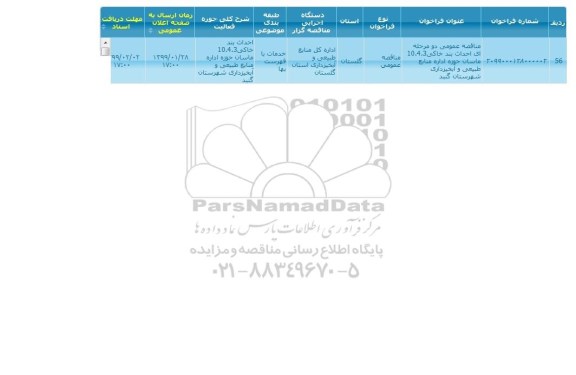 مناقصه, مناقصه اجرای عملیات احداث بند خاکی
