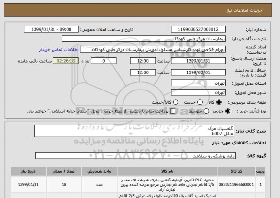 استعلام گلاسیال مرک
متانل 6007