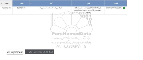 استعلام, استعلام بلبرینگ 22217ekw33 قفسه آهنی برند skf