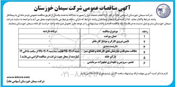 آگهی مناقصه عمومی، مناقصه انجام خدمات حمل سوخت... 