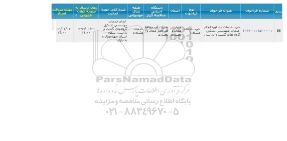 مناقصه, مناقصه خرید خدمات مشاوره انجام خدمات مهندسی تشکیل گروه های گشت و بازرسی