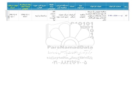مناقصه ، مناقصه  تهیه نقشه های اجرایی و احداث واحدهای مسکونی آپارتمانی