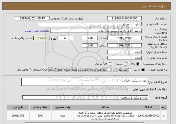 استعلام تهیه دستکش نایلونی