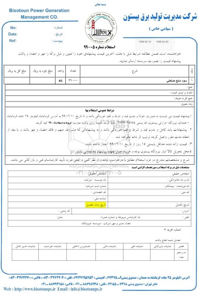 استعلام، استعلام سود مایع صنعتی