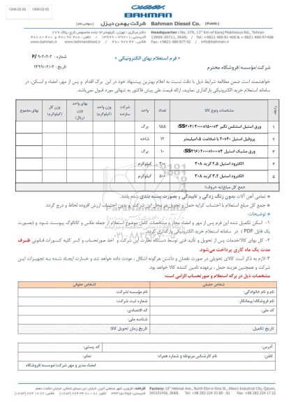 استعلام، استعلام ورق استیل استنلس نگیر و ...