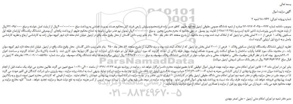 مزایده، مزایده فروش ششدانگ یکدستگاه اپارتمان 