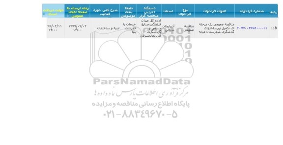 مناقصه تکمیل زیرساختهای گردشگری شهرستان 
