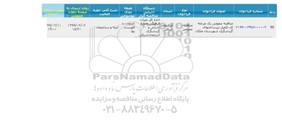 مناقصه تکمیل زیرساختهای گردشگری شهرستان, سامانه تدارکات الکترونیکی دولت  