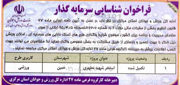 فراخوان سرمایه گذاری  نوبت دوم 