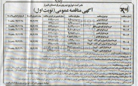 مناقصه عمومی , مناقصه خرید پایه بتونی و ...