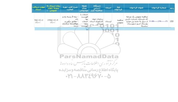 مناقصه بازسازی خسارت ناشی از سیل 