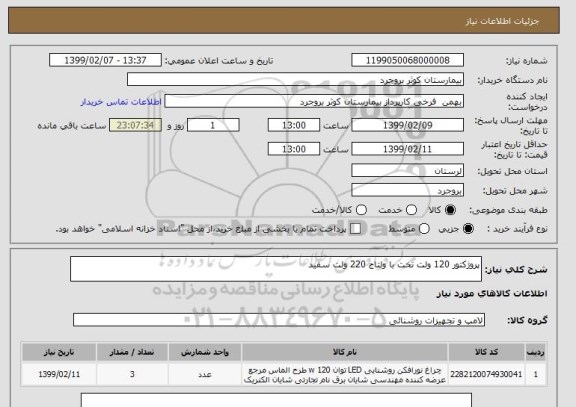 استعلام پروژکتور 120 ولت تخت با ولتاج 220 ولت سفید 