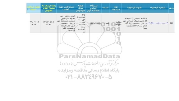 مناقصه تامین نیروی انسانی امور خدمات عمومی دانشگاه