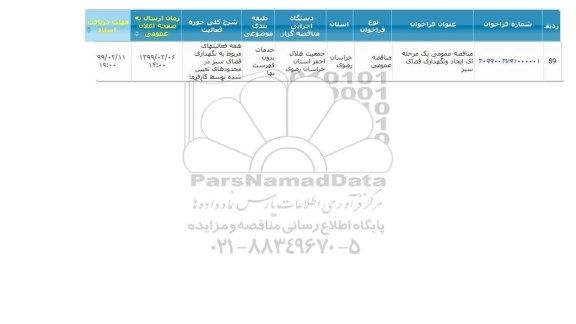 مناقصه ایجاد و نگهداری فضای سبز 