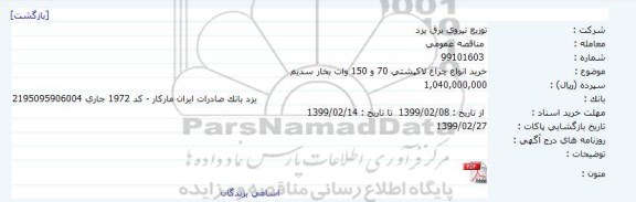 مناقصه ، مناقصه خرید انواع چراغ لاکپشتی