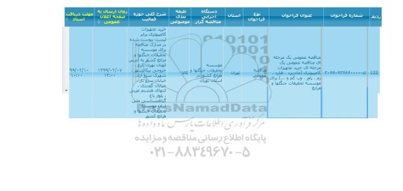 مناقصه، مناقصه خرید تجهیزات کامپیوتری (مادربرد، هارد، رم، پاور، وب کم و...) 