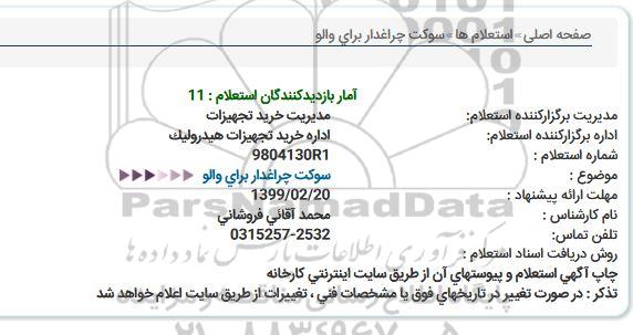 استعلام ، استعلام سوکت چرغدار برای والو 