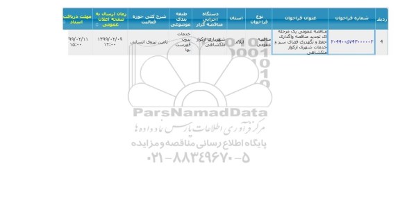 مناقصه ,مناقصه پروژه واگذاری حفظ و نگهداری فضای سبز و...