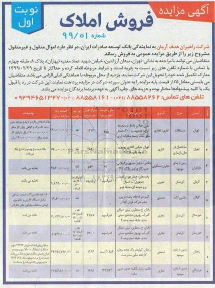مزایده مزایده فروش املاک کاربری اداری و تجاری
