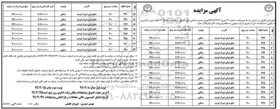 آگهی مزایده مزایده واگذاری 22 قطعه زمین با کاربری مسکونی 