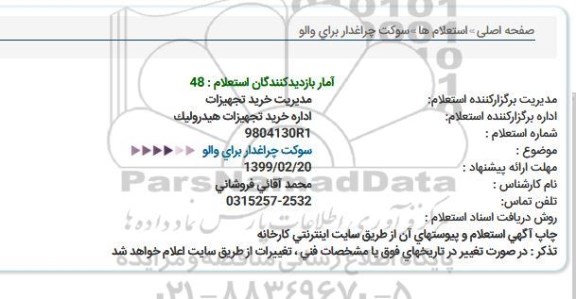 استعلام,استعلام سوکت چراغدار برای والو 