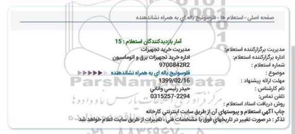 استعلام، استعلام فلو سوئیچ باله ای به همراه نشاندهنده 