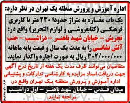 مزایده, مزایده یک باب مغازه