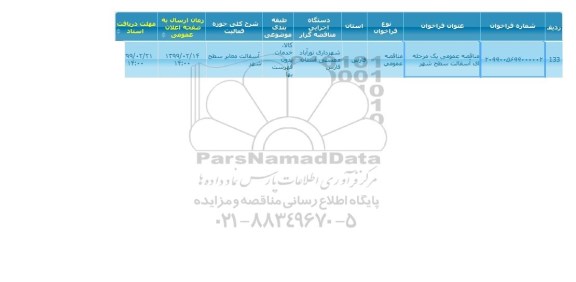 مناقصه آسفالت سطح شهر 