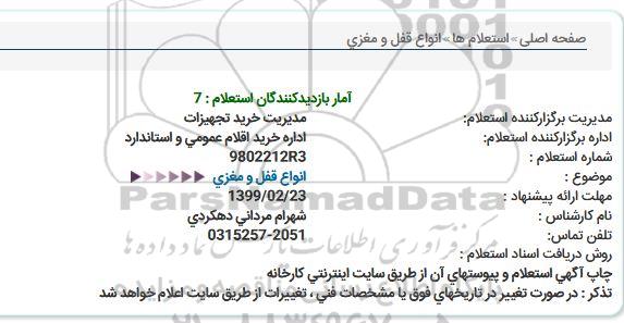 استعلام انواع قفل و مغزی  