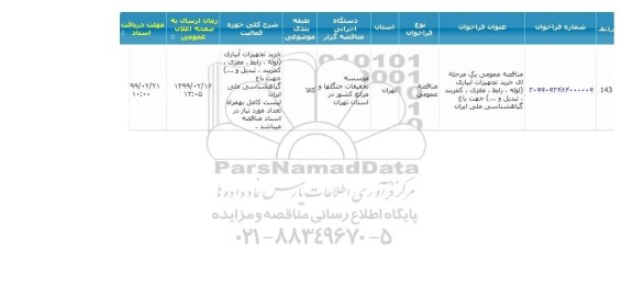 مناقصه عمومی, مناقصه خرید تجهیزات آبیاری...