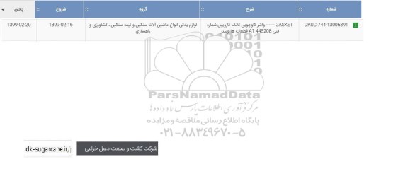 استعلام GASKET واشر کاوچویی 
