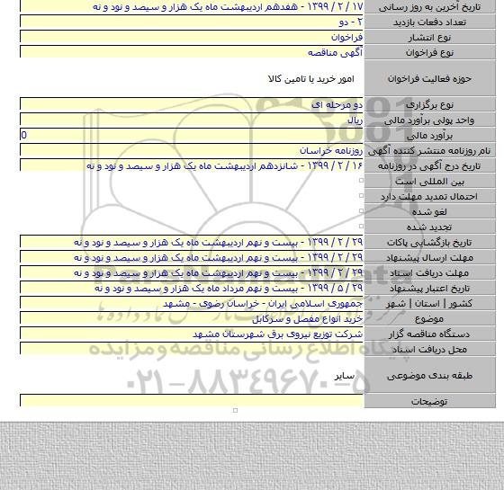 خرید انواع مفصل و سرکابل