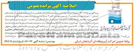 اصلاحیه مزایده , مزایده تخصیص آب چشمه های آبدرمانی