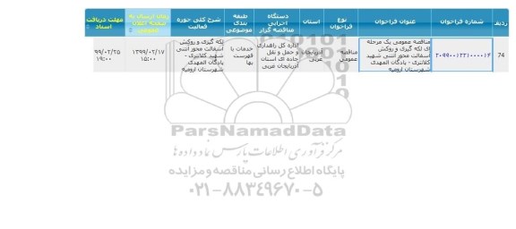 مناقصه ، مناقصه لکه گیری و روکش آسفالت