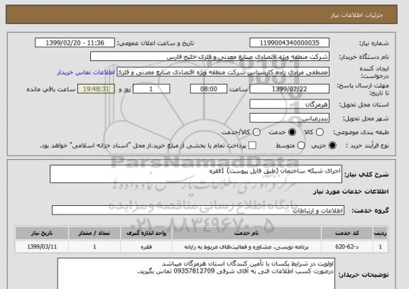 استعلام اجرای شبکه ساختمان (طبق فایل پیوست) 1فقره 