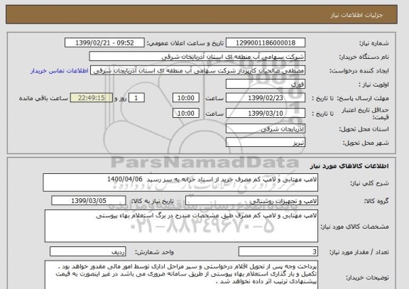 استعلام لامپ مهتابی و لامپ کم مصرف خرید از اسناد خزانه به سر رسید  1400/04/06
