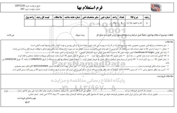 استعلام حفر و تجهیز چاه ارت