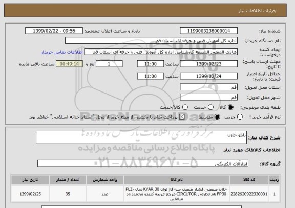 استعلام تابلو خازن