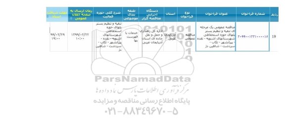 مناقصه عمومی, مناقصه  تنقیه و تنظیم بستر پلهای حوزه استحفاظی