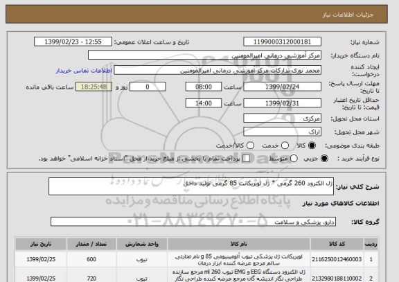 استعلام ژل الکترود 260 گرمی * ژل لوبریکانت 85 گرمی تولید داخل 
