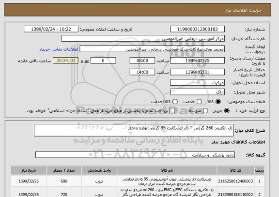 استعلام ژل الکترود 260 گرمی * ژل لوبریکانت 85 گرمی تولید داخل 