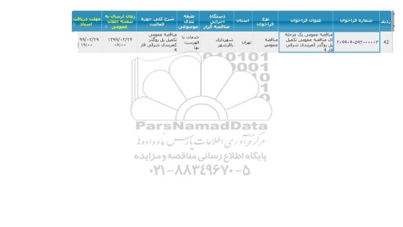مناقصه تکمیل پل روگذر کمربندی 
