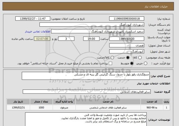 استعلام جدولگذاری رفوژ بلوار با جدول سنگ گرانیتی گل پنبه ای و مشکی
