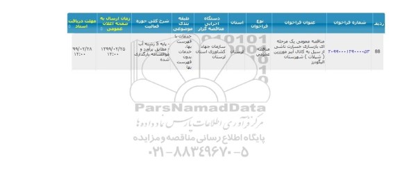 مناقصه بازسازی خسارت ناشی از سیل به کانال آببر
