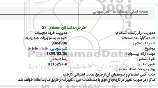 استعلام ، استعلام شیر سوپاپی دستی