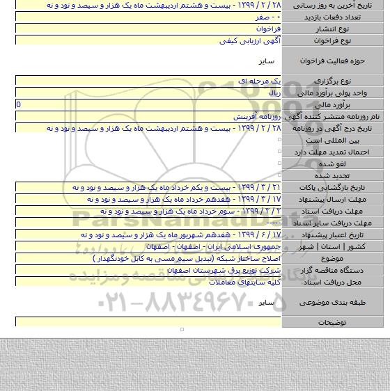 اصلاح ساختار شبکه (تبدیل سیم مسی به کابل خودنگهدار )
