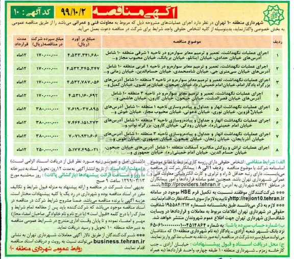 مناقصه , مناقصه اجرای عملیات نگهداشت تعمیر و ترمیم معابر...