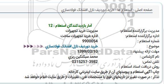 استعلام ، استعلام خرید دو ردیف نازل افشانک فولادسازی