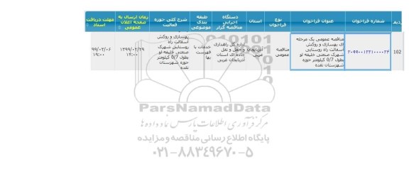 مناقصه بهسازی و روکش آسفالت راه روستایی, سامانه تدارکات الکترونیکی دولت  
