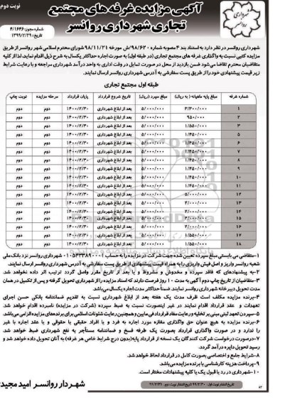 آگهی مزایده , مزایده واگذاری غرفه های مجتمع تجاری ... نوبت دوم